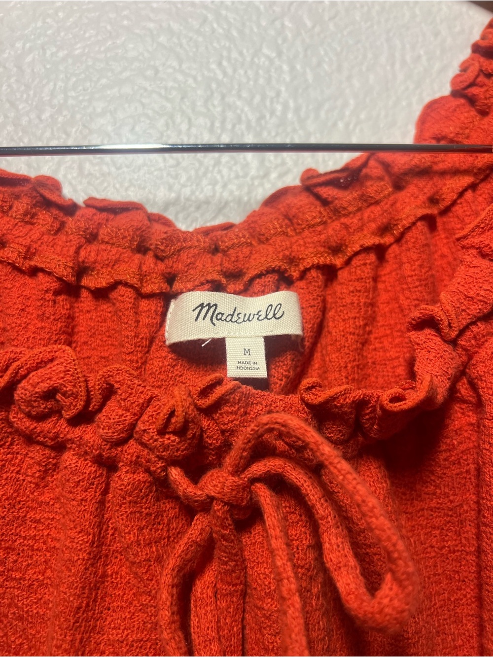 Madewell Texture & Thread Rust Orange Drawstring Top | M - Picture 2 of 3